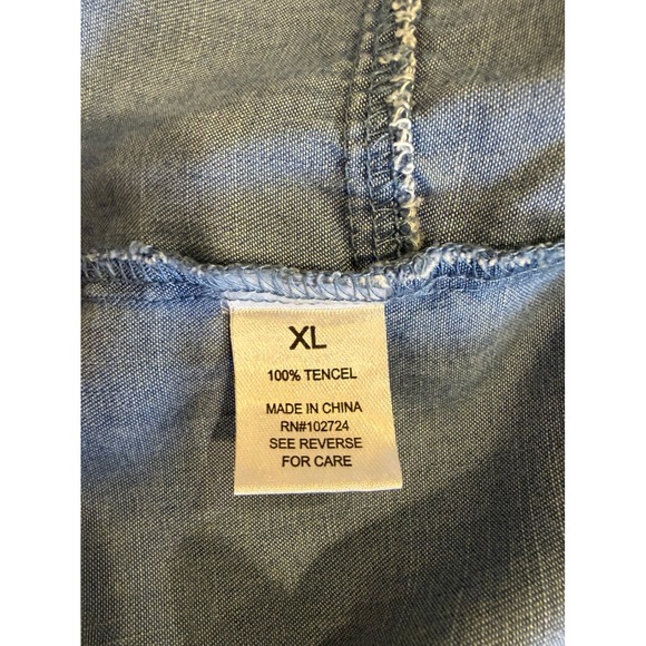 Hester & Orchard Denim Shirt XL Blue Chambray Button Down Top Casual Classic - Picture 5 of 6
